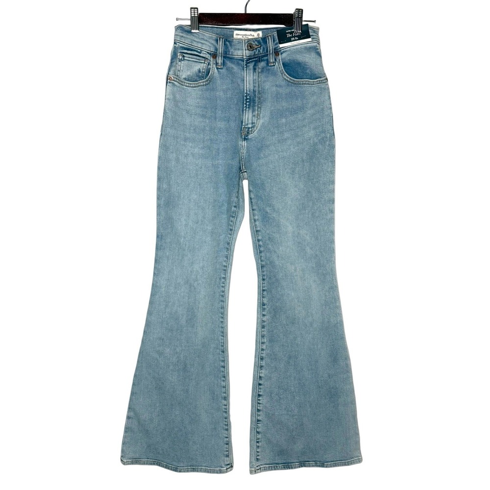 NWT Abercrombie & Fitch 0 S Ultra High Rise Flare Curve Love Jeans Medium Blue